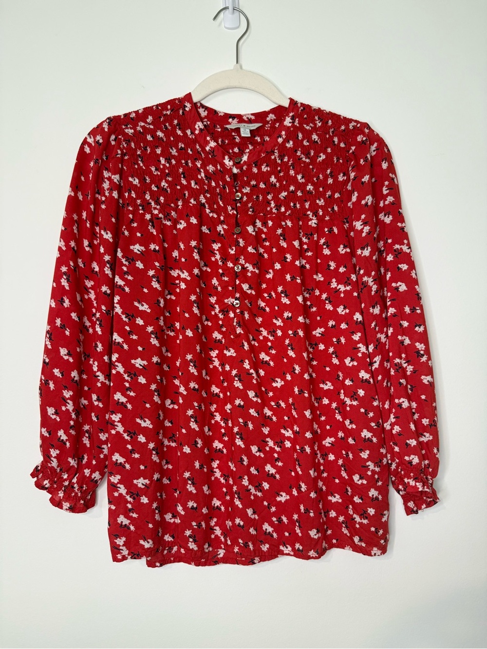 Lucky Brand Women’s Red Floral Long Sleeve Blouse